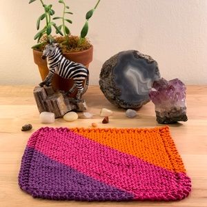 Hand Knitted Sunset Washcloth